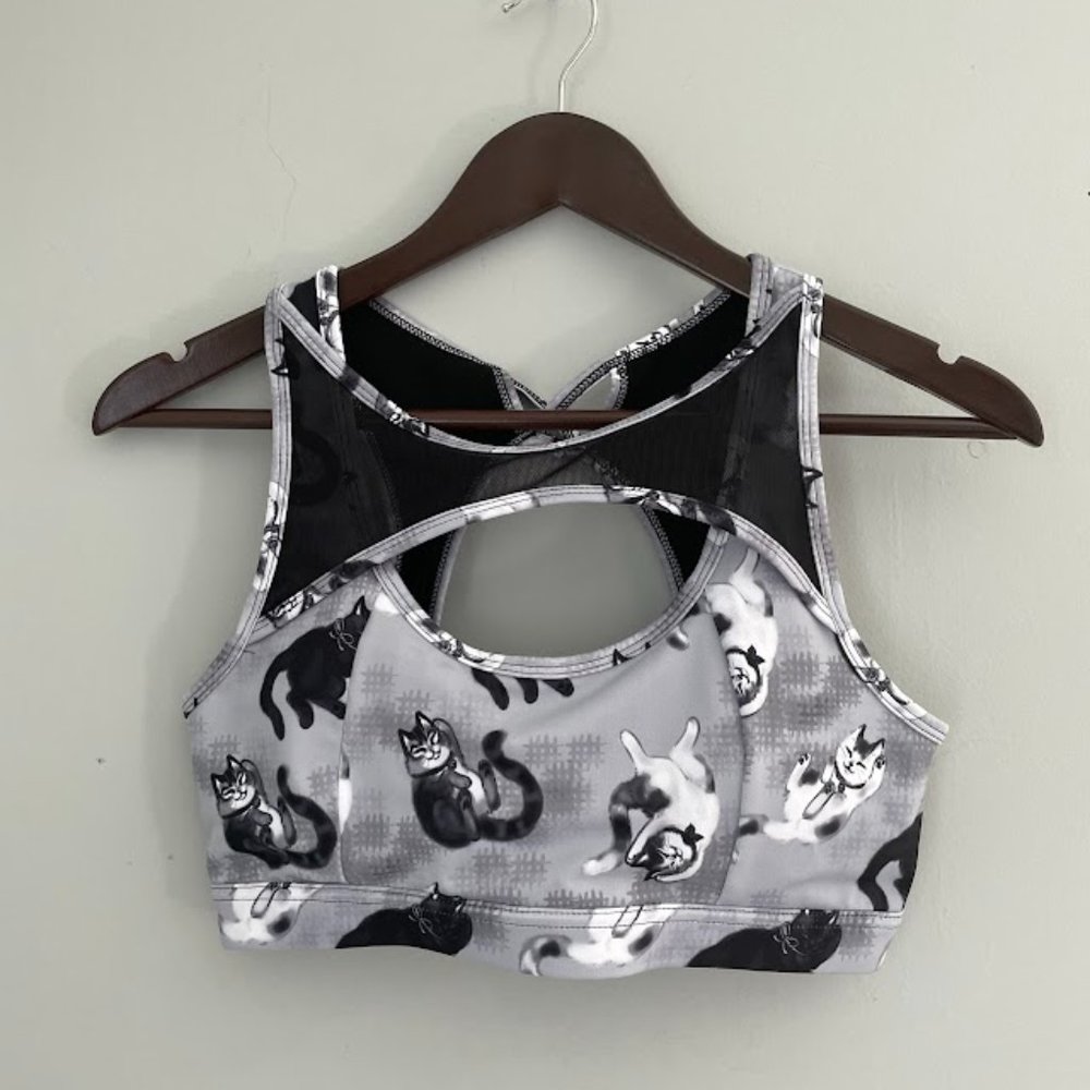 Iron Yokai Gray Kitten Keyhole Sports Bra - IY size Large